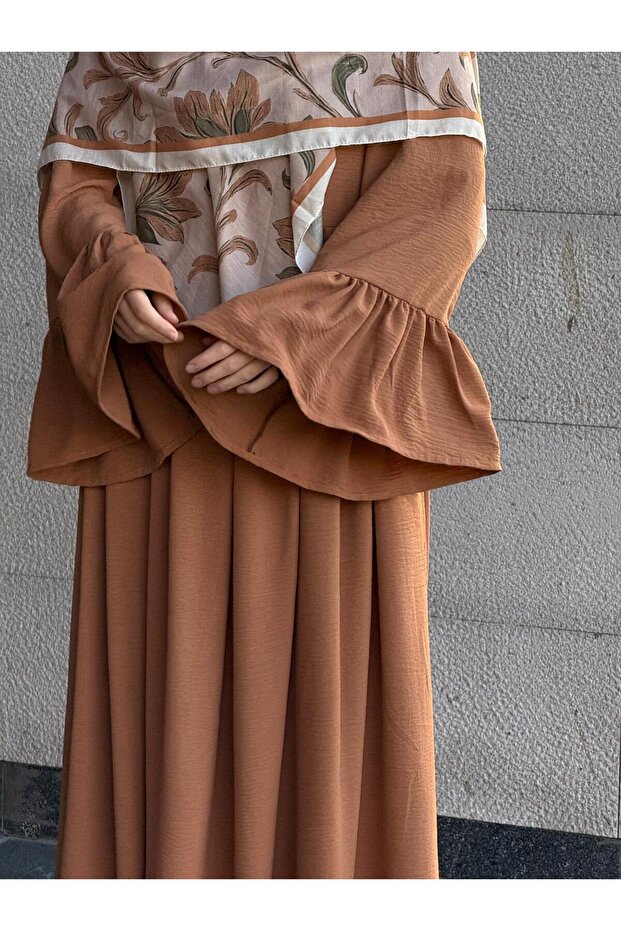 Airobin Geniş Kol Elbise-Taba - 4