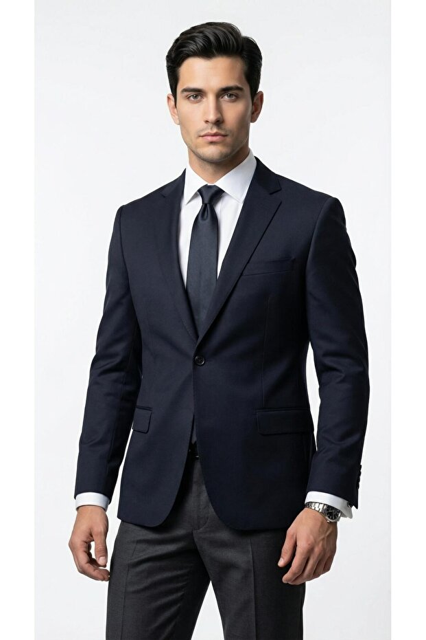 Men's Blazer Jacket Twill Woven Stretch Fabric Notch Collar 1-Button Double Vent Slim Fit