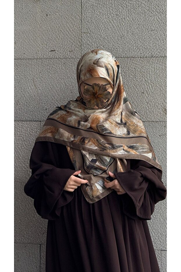 Cotton Soft Brush Pattern Scarf-Mould Green