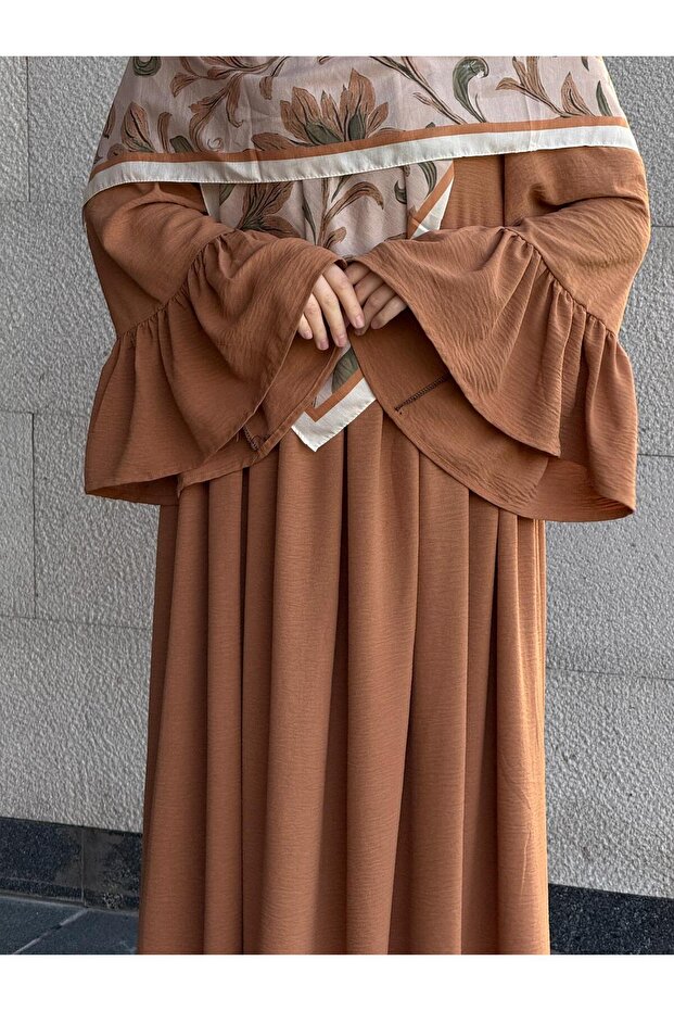 Airobin Geniş Kol Elbise-Taba - 5