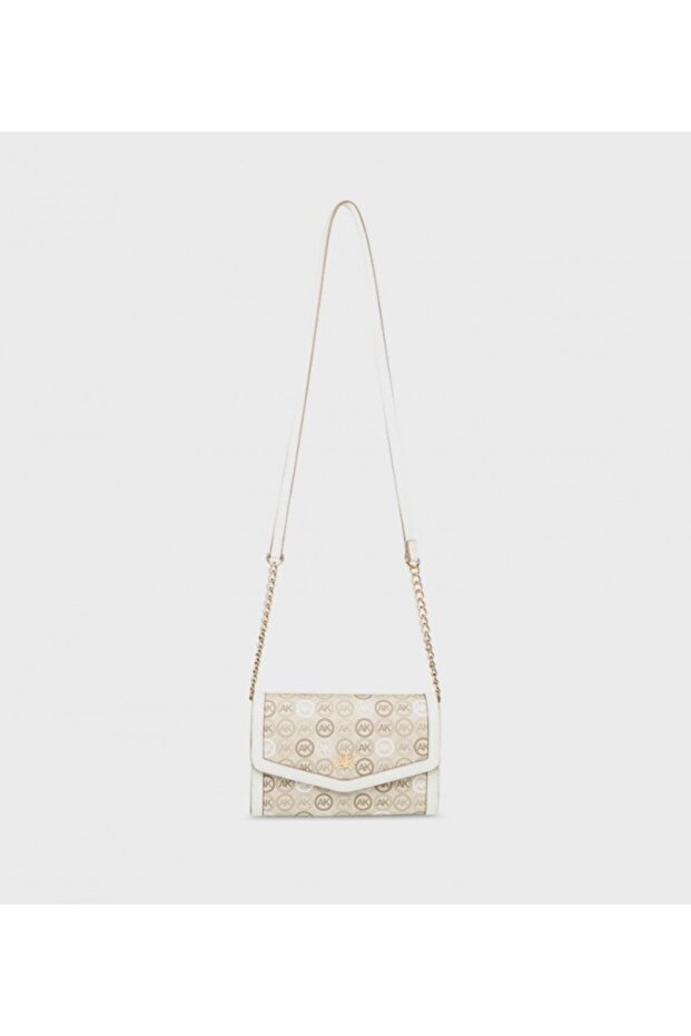 حقيبة كروسبودي بغطاء ونقشة مونوجرام - 1