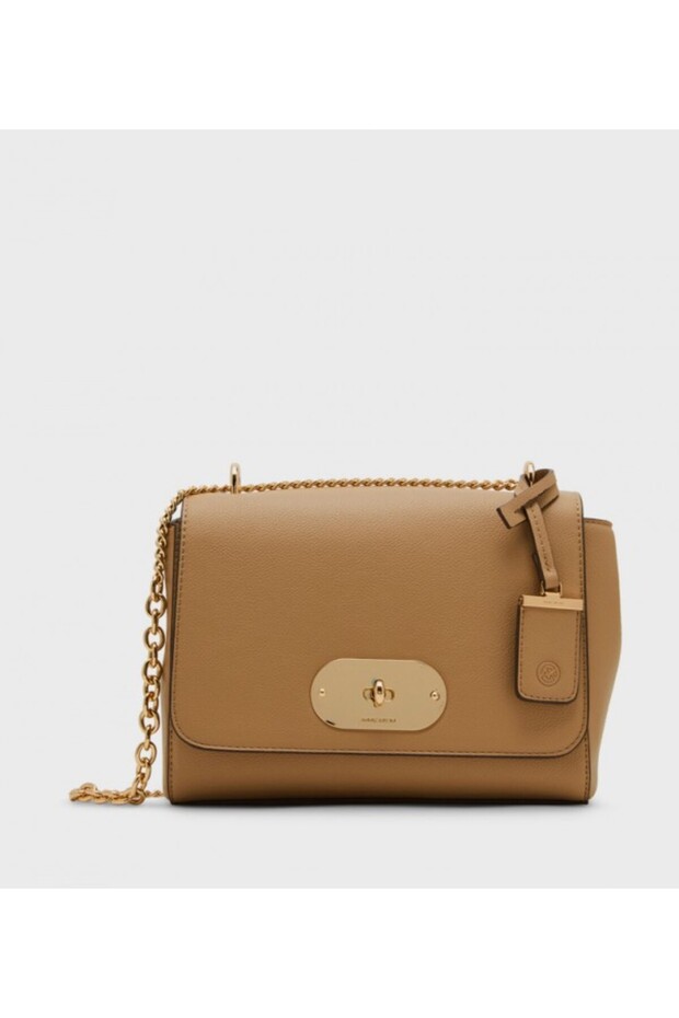 Textured Twist-lock Shoulder Bag