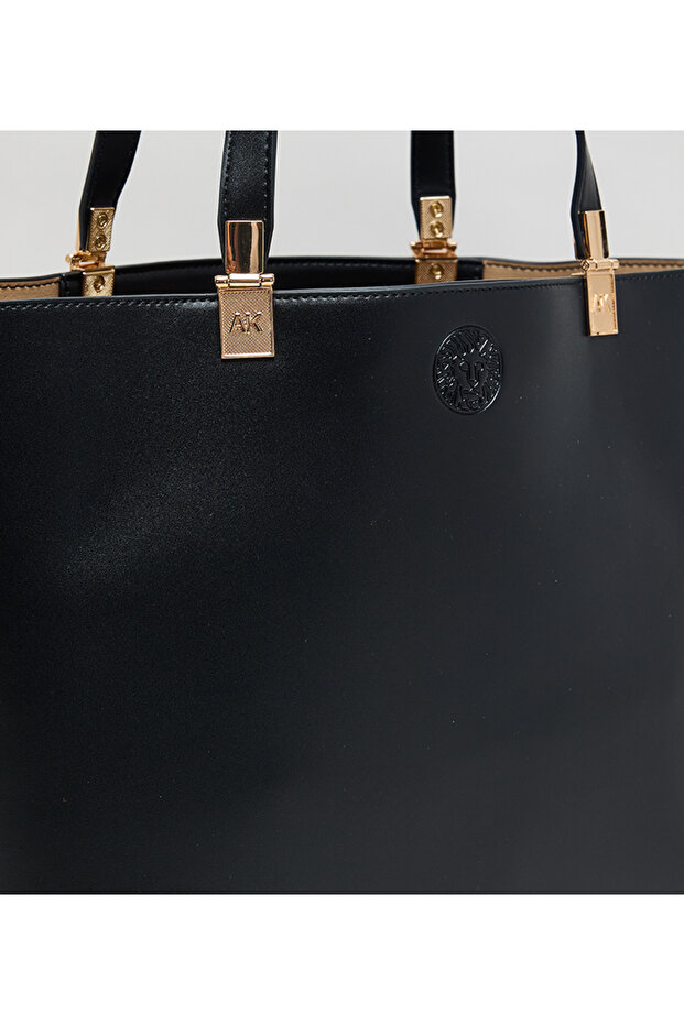 Solid Pu Zip Closure Tote Bag - 6