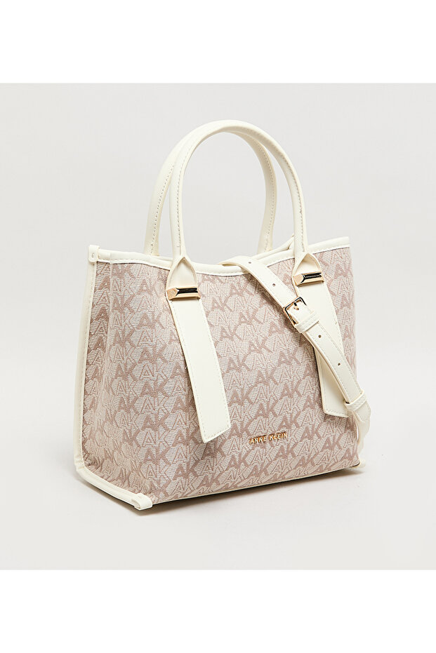 حقيبة تسوق من الجلد الصناعي بنقشة الأحرف الأولى - 3