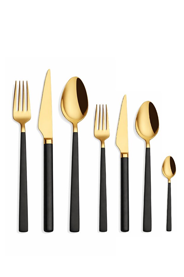 Alize Gold Black (Black) 84 Piece Cutlery Set Boxed 304 Quality Stainless Steel