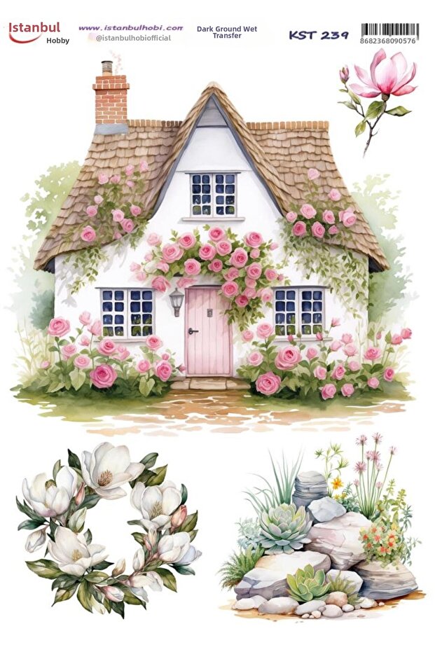 Dark Background Water Transfer Paper 25X35Cm Kst-239 Home Flower