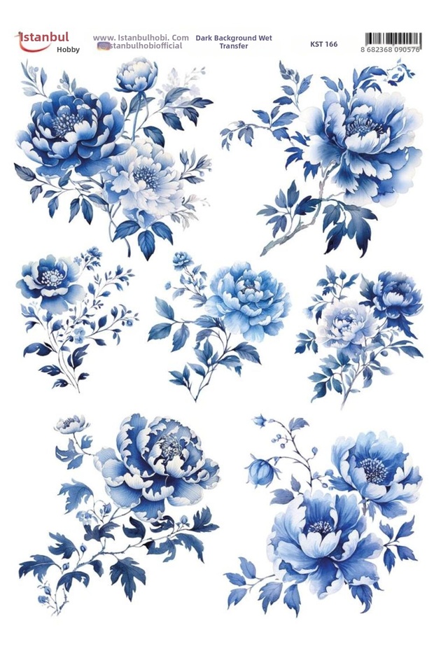 Dark Background Water Transfer Paper 25X35Cm Kst-166 Flower