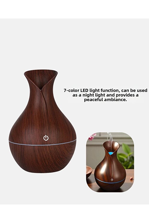 ناشر عطري خشبي منقوش سعة 130 مل هادئ ومتصل بـ USB - 5