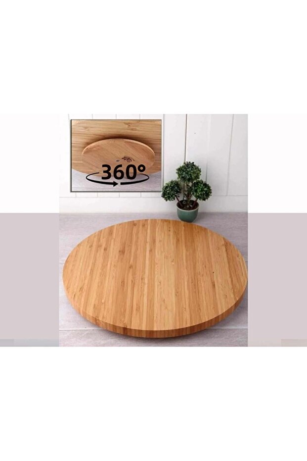 حامل عرض دوار من الخيزران مقاس 29 سم - 4