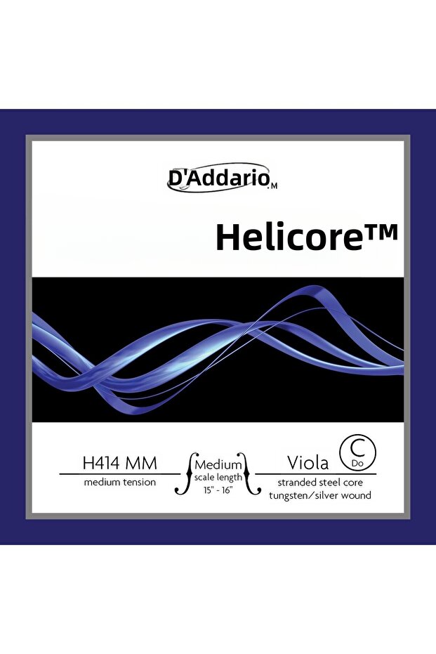 D'Addario H414MM Helicore سلك فيولا مفرد (درجة دو) (مقاس متوسط) | هيكل ذو درجة لونية كثيفة وداكنة سريع التكوين