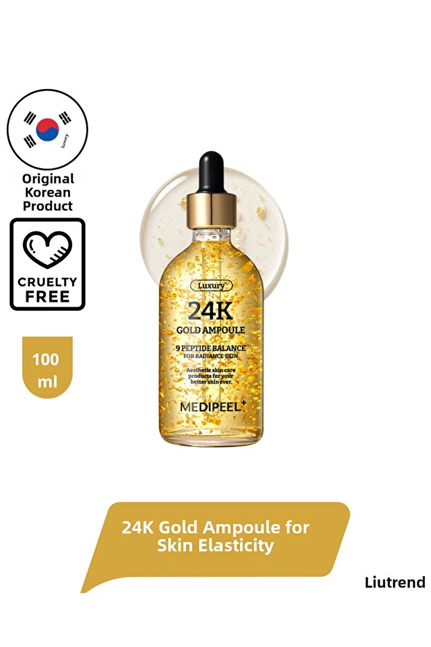 Luxury 24K Gold Ampoule 100 ml Ampoule Containing 24K Gold for Skin Elasticity M0010