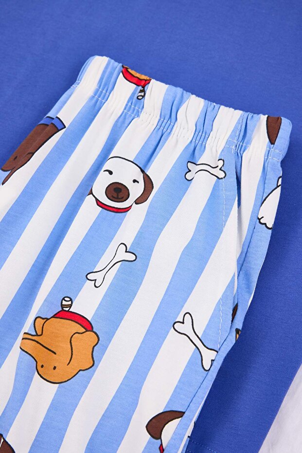 Mavi Regular/Normal Kesim Kısa Kollu Pamuklu Hayvan Desenli Pijama Takımı TMNSS26PT00004 - 5