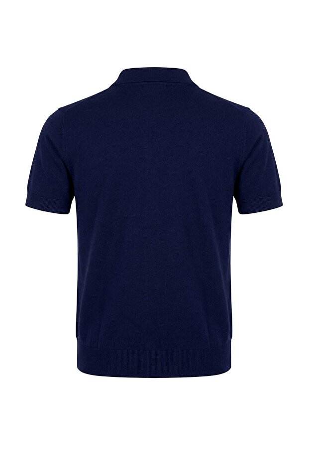 Lacivert Çıkarılabilir Fularlı Polo Yaka Premium/Özel İplik Triko Bluz TBBSS26AF00030 - 7