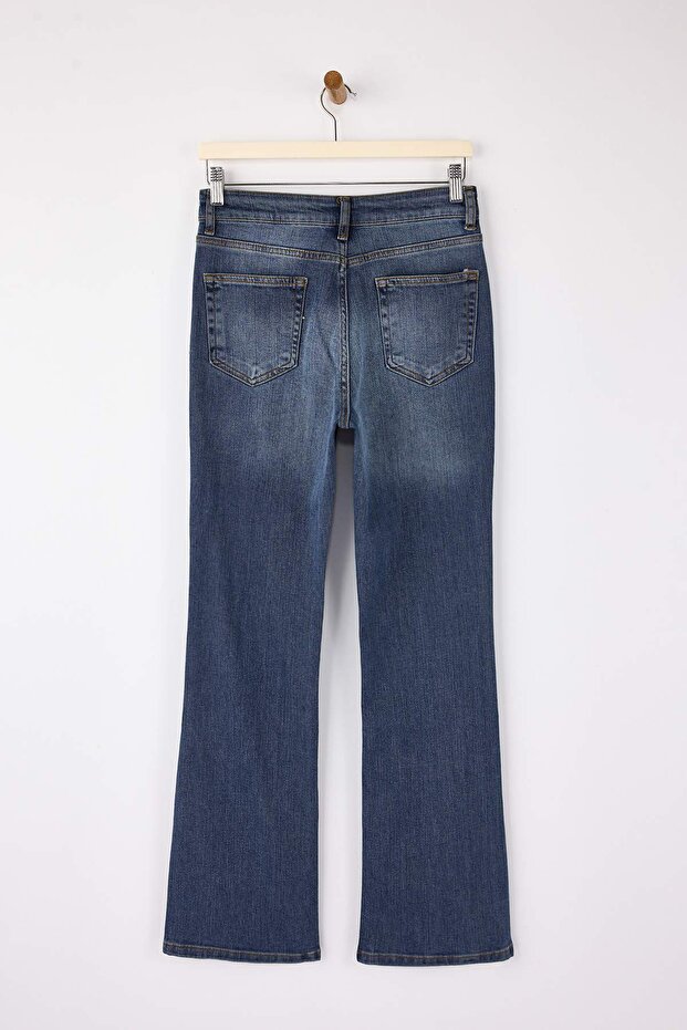 Mavi Normal Bel Az Esnek Flare İspanyol Paça Jeans TWOSS26JE00010 - 6