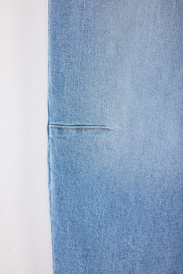 Mavi Yüksek Bel Comfort/Esnek Baggy Fit Denim Büyük Beden Jeans TBBSS26CJ00004 - 7