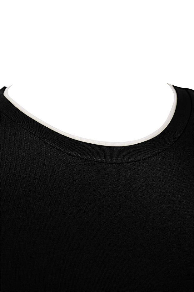 Wardrobe Essentials Siyah Yakası Biye Detaylı Yumuşak Tuşeli Örme Büyük Beden Bluz TBBSS26AF00025 - 8
