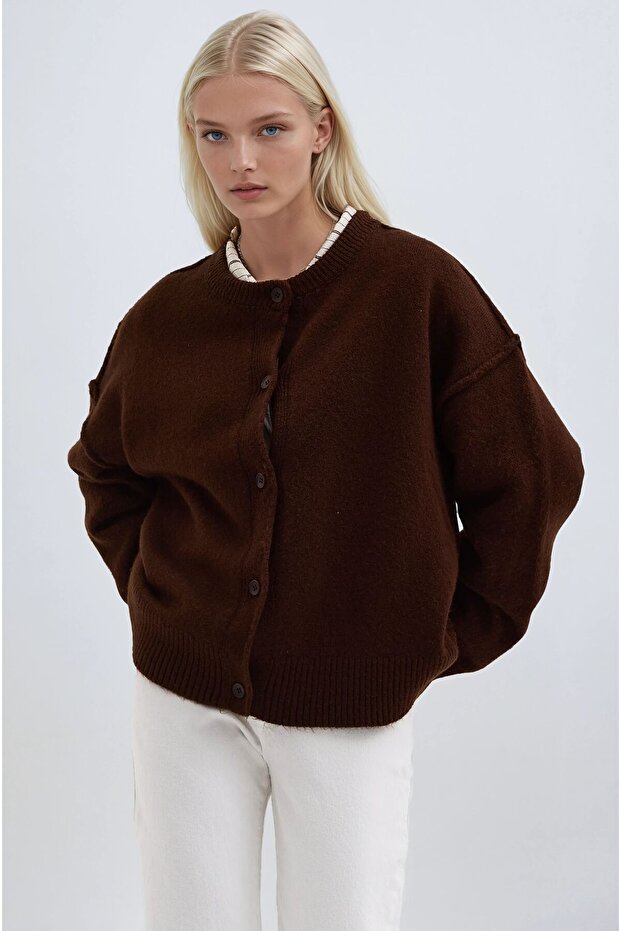 Dikiş Detaylı Basic Triko Hırka 5193 - 3