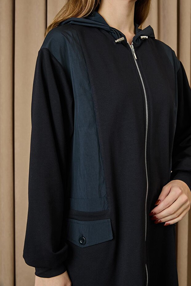 Kadın Kapüşonlu Basic Tunik - 10733TUN - BLACK - 6