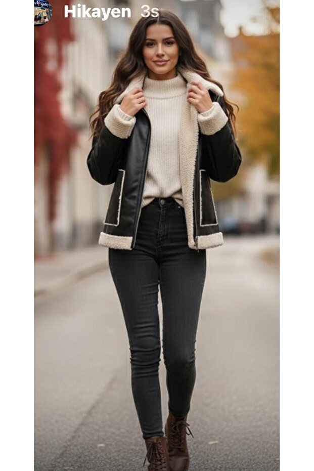 deri peluş mont - 1