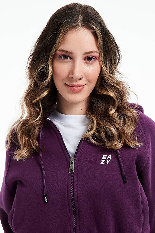 Eazy Kadın Basic Mürdüm Lastikli Premium Kışlık Eşofman Takımı - 5