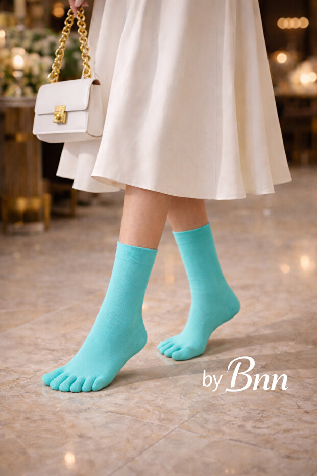 3'lü Paket Bambu Parmaklı Çorap - 4