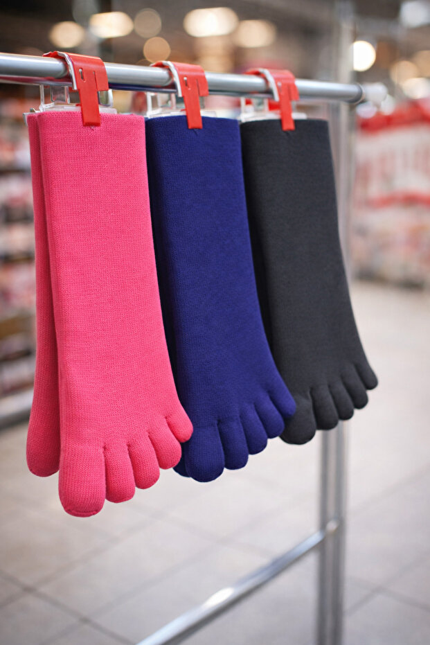 Bambu 3'lü Paket Parmaklı Çorap - 1