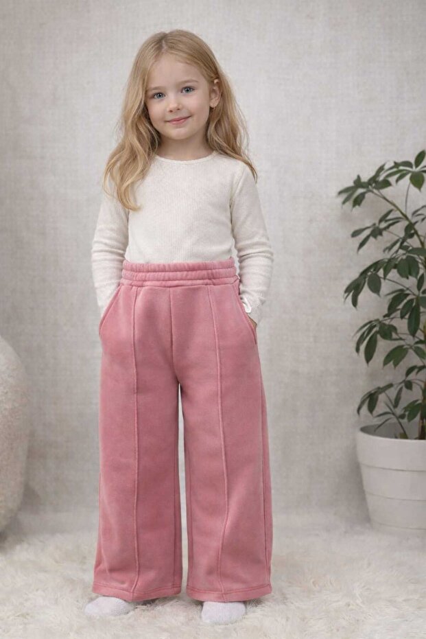 Baby Girl/Child Wide Leg Sweatpants / Three Thread Ribbed Thick Fabric