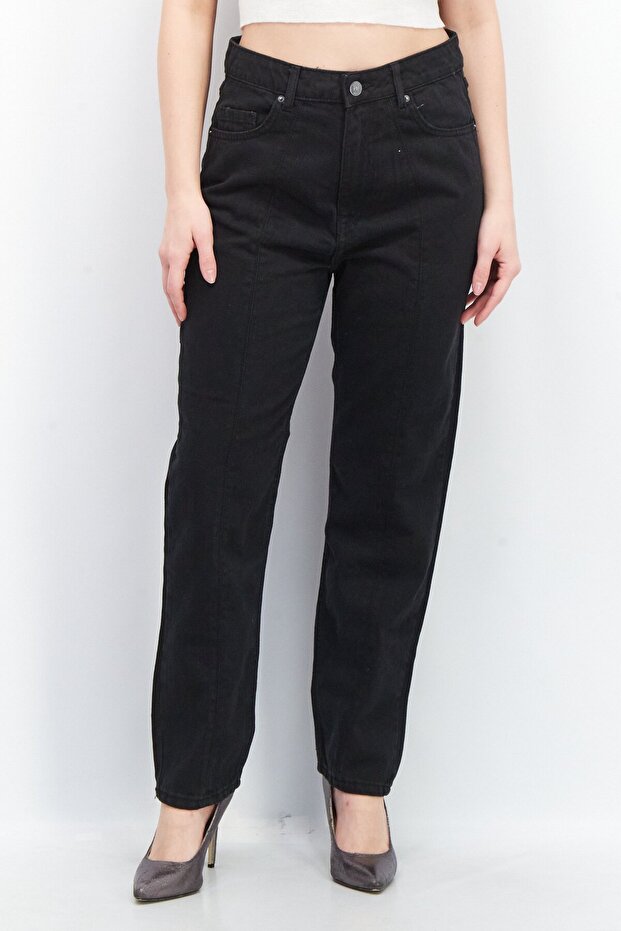 Women Regular Fit High Waist Non-Stretchable Denim Jeans, Black