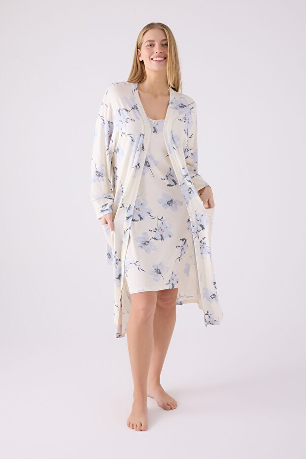 Kadın Krem Gecelik - 3