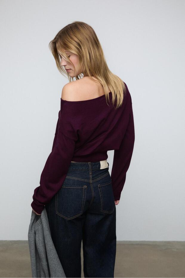 Geniş yaka triko kazak - 5