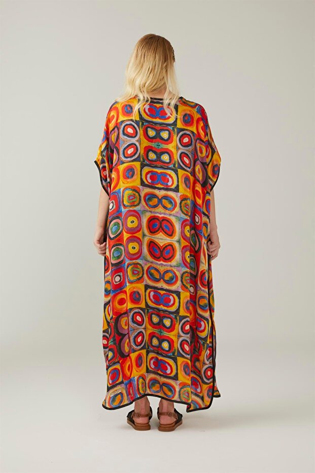 Squares With Circles Desenli İpek Elbise - 4