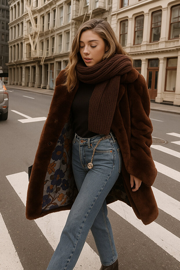 Kadın Triko atkı Acı Kahve - 2