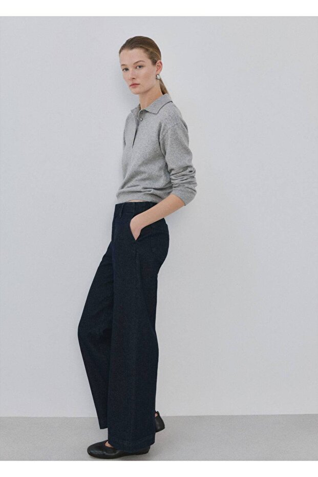 Wide leg denim pantolon - 7