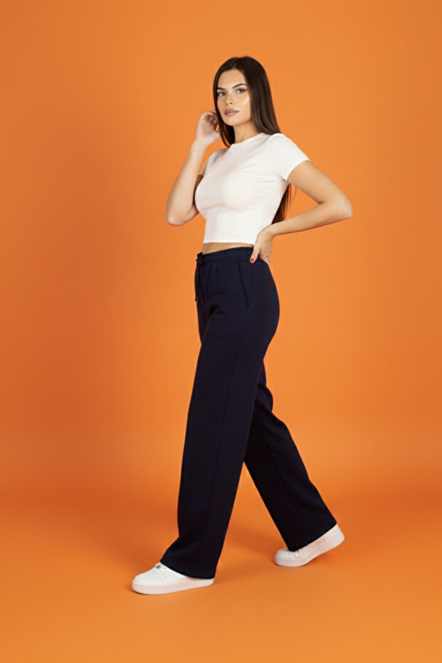 Kadın 2'li Modal Boru Paça Baskılı Pantolon - 4