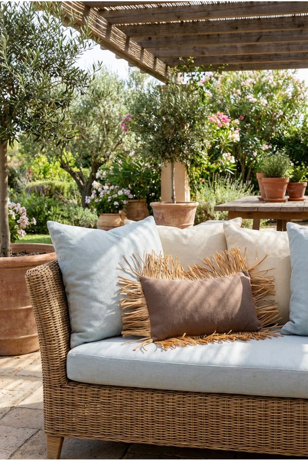 Bohemian Style, Handmade, Raffia Tassels, Rustic, Garden, Balcony Living Room, Bedroom Textile,