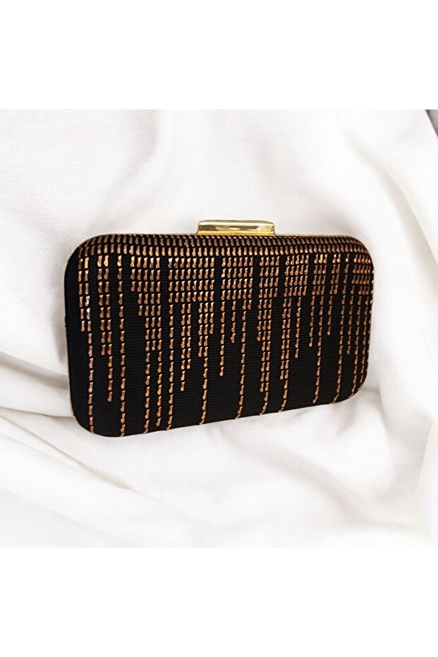 Elegant and Stylish Black and Copper Wire Embellished Bag - Handcrafted, with Chain, Suede Fabric