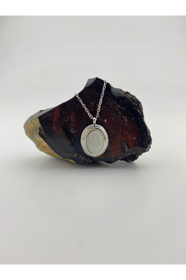 Çelik Sedefli Madalyon Kolye - 1