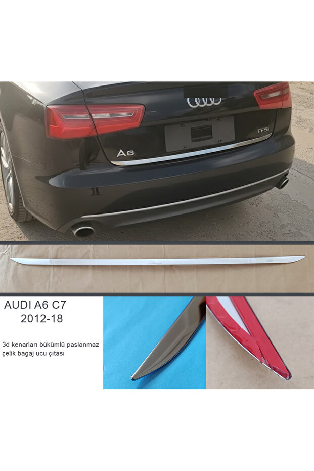 غطاء كروم لحافة صندوق السيارة لأودي A6 C7 - إكسسوار معدل لأودي A6 C7