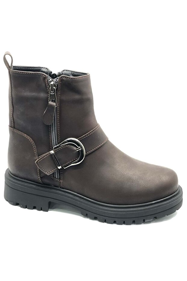 Ayakdaş 9951 Non-Slip Flat Sole Women's Boots Brown