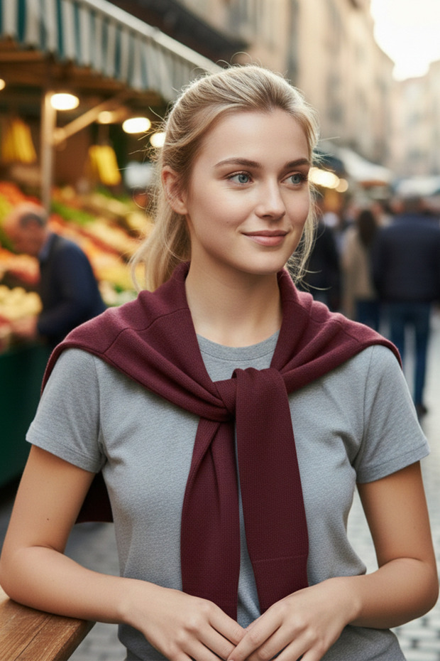 Women's Sweater-Looking Knitwear Shawl | Tie-Up Casual Selection