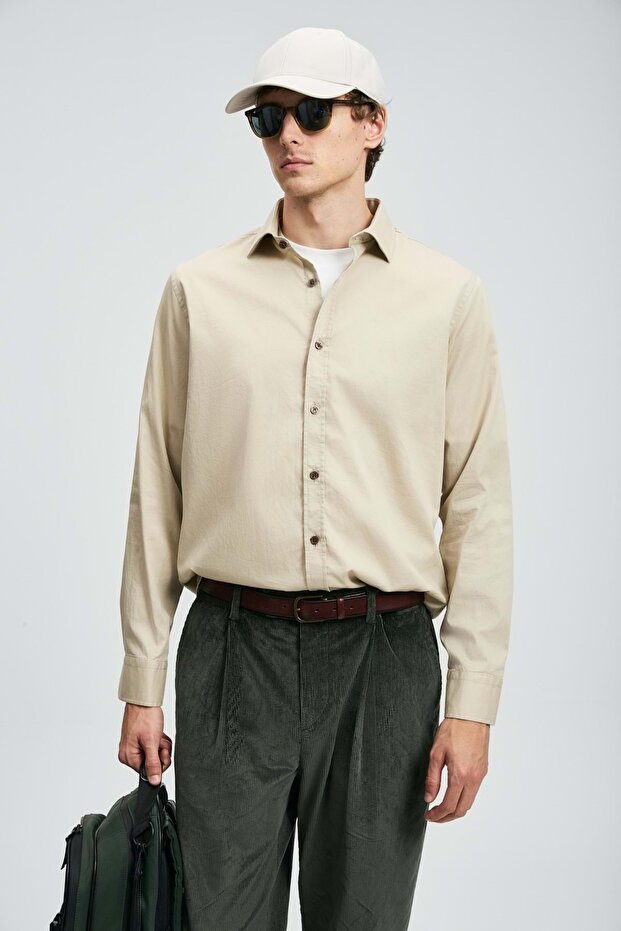 112010686 Ferla Basic Shirt Regular Fit Ανδρικό πουκάμισο ΜΠΕΖ - 1