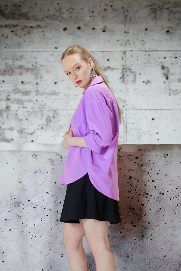 Oversize Uzun Basic Gömlek - 2