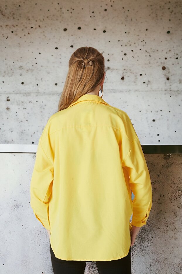 Oversize Uzun Basic Gömlek - 4