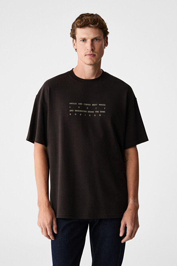Angles men's 100% organic cotton crew neck t-shirt - dark brown