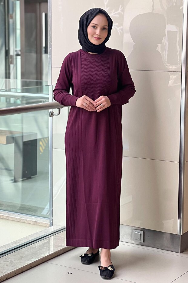 Zigzag Desenli Merserize Elbise - 2