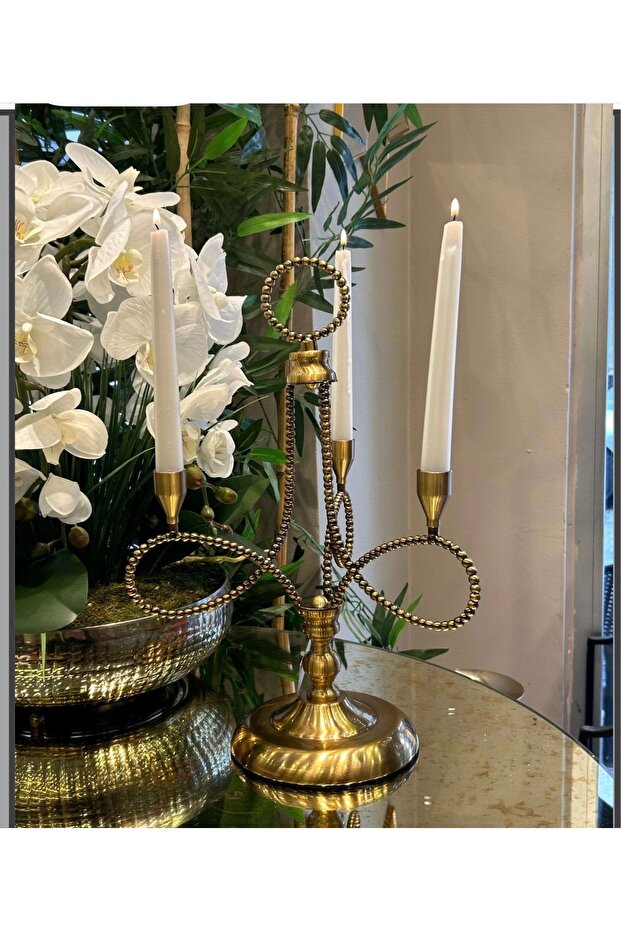 Gold 3'lü Şamdan - 1