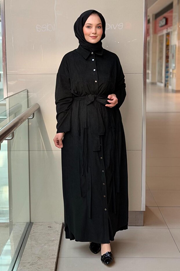 Süet Gömlek Elbise - 2