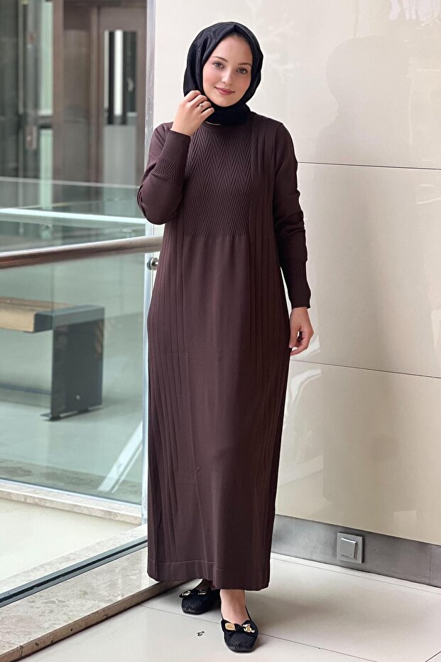 Zigzag Desenli Merserize Elbise - 2