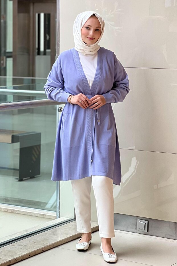 Önü Açık Merserize Hırka - 3