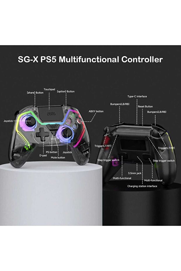 ASRVA PS5 Wireless Gaming Controller with RGB - 3